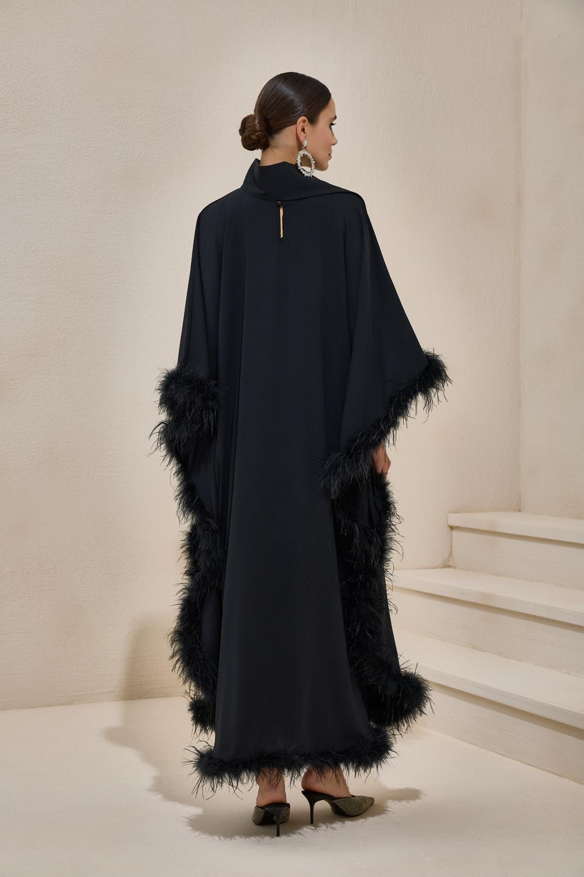 DİVA FEATHER KAFTAN BLACK