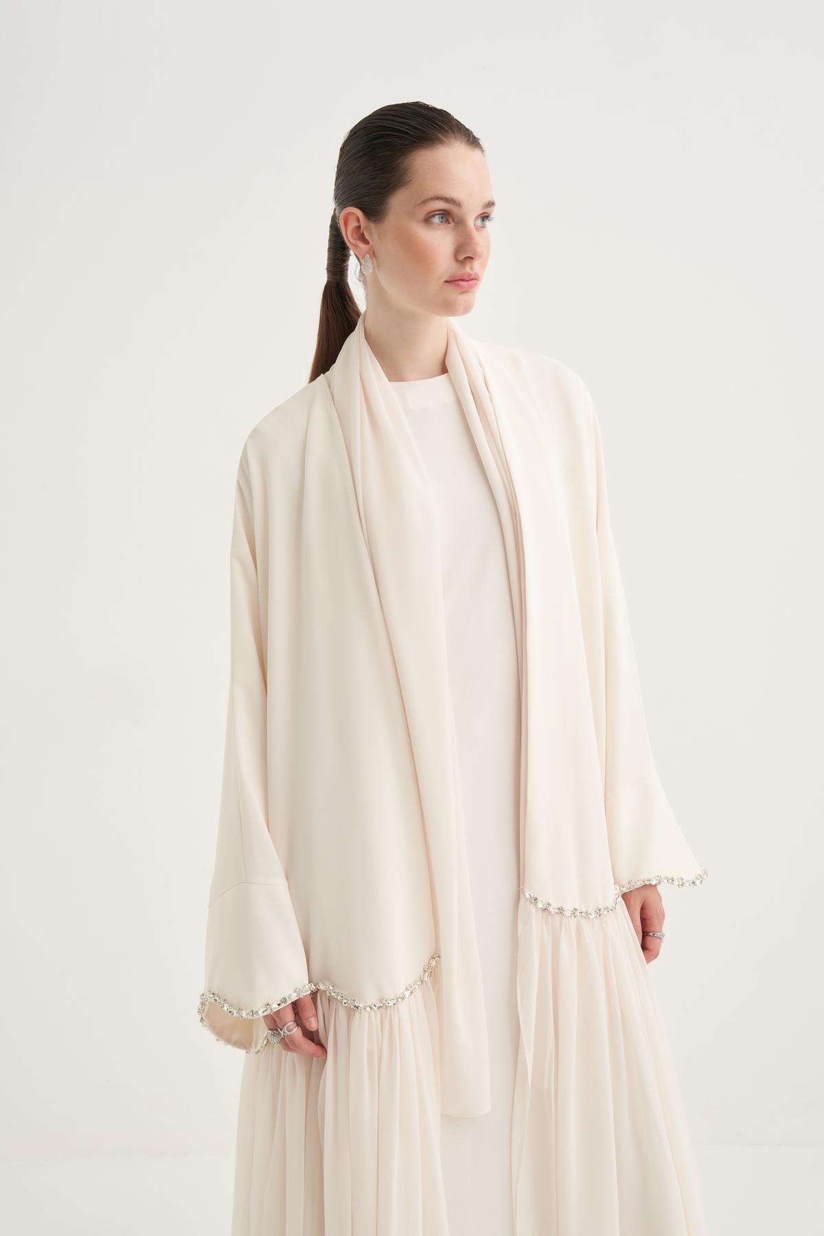 LINA CRYSTAL ABAYA CREAM