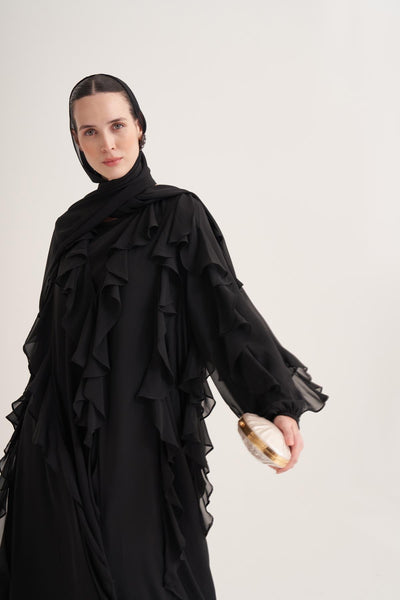LOLA ABAYA & SCARF-BLACK
