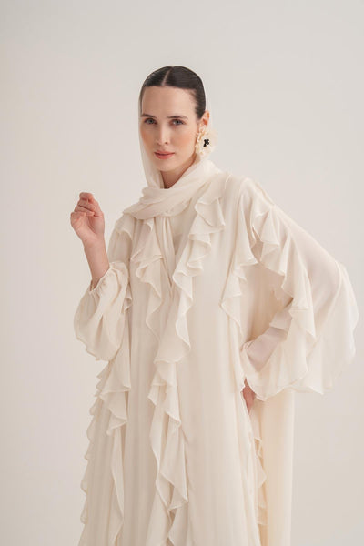 LOLA ABAYA & SCARF-CREAM