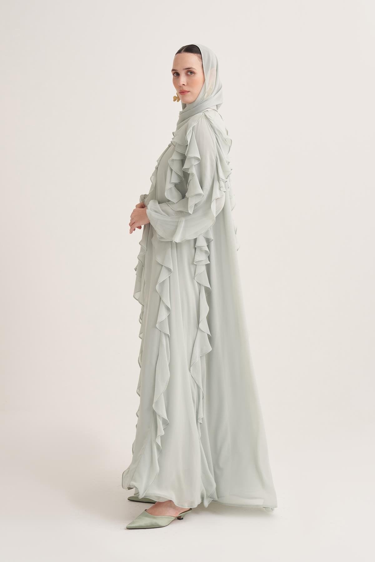 LOLA ABAYA & SCARF-MINT