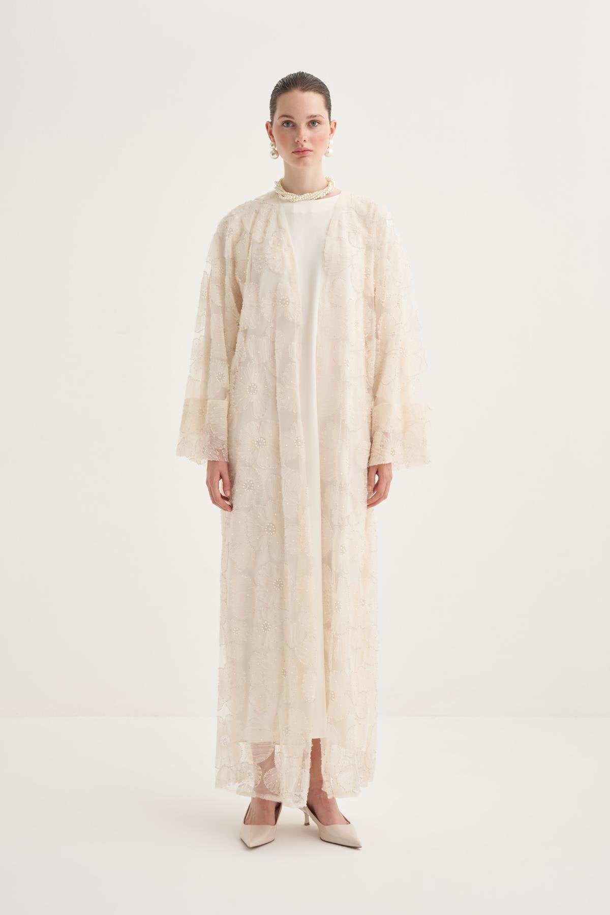 PEARL DREAM ABAYA &SCARF Cream