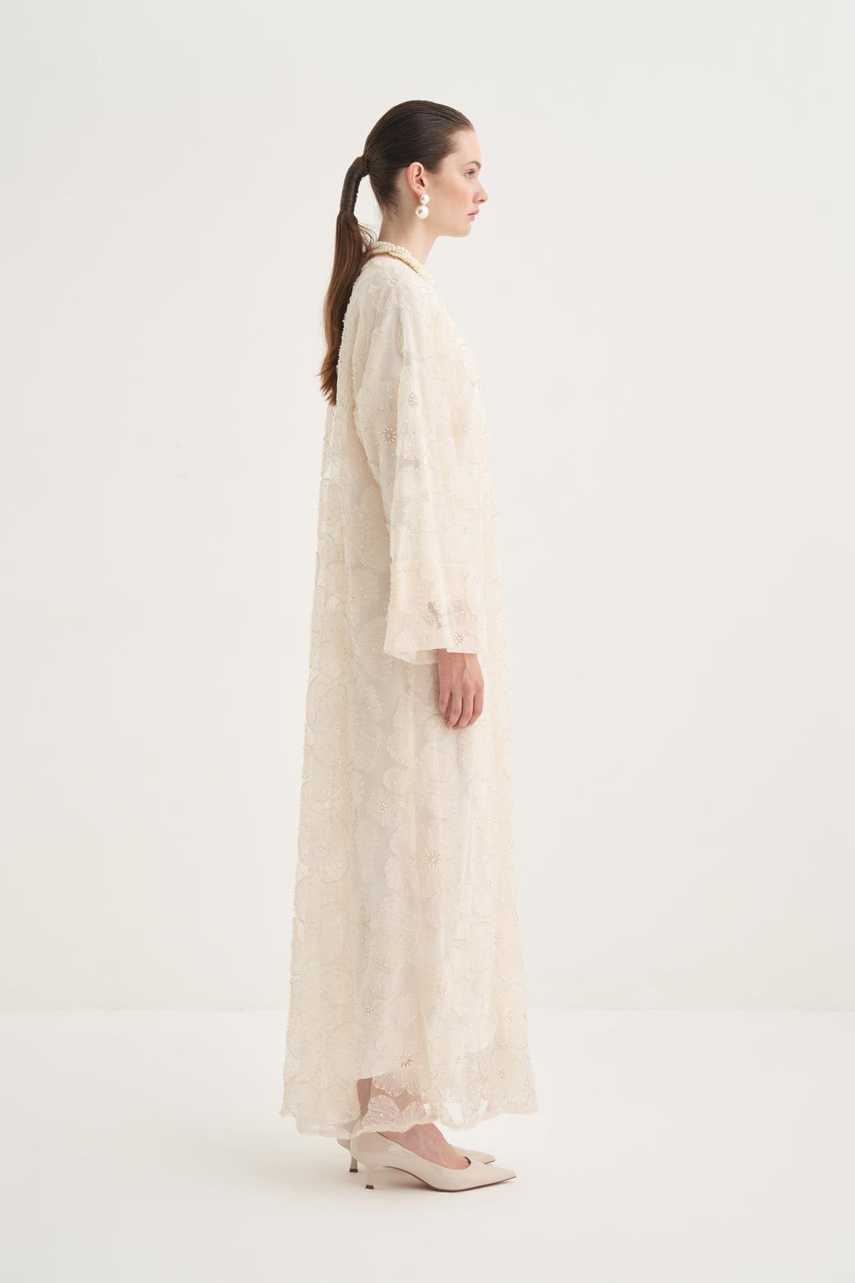 PEARL DREAM ABAYA &SCARF Cream